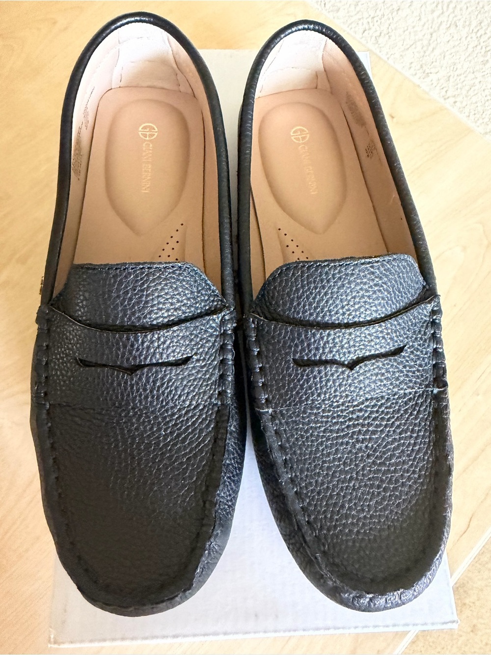 Giani Bernini Black Pebbled Penny Loafers - women